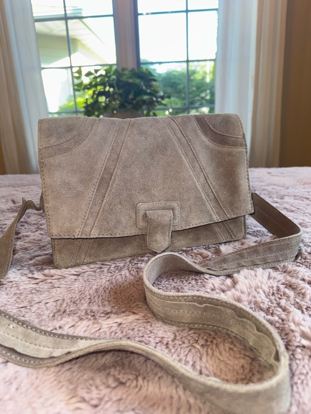 Zara Suede Leather Crossbody Bag